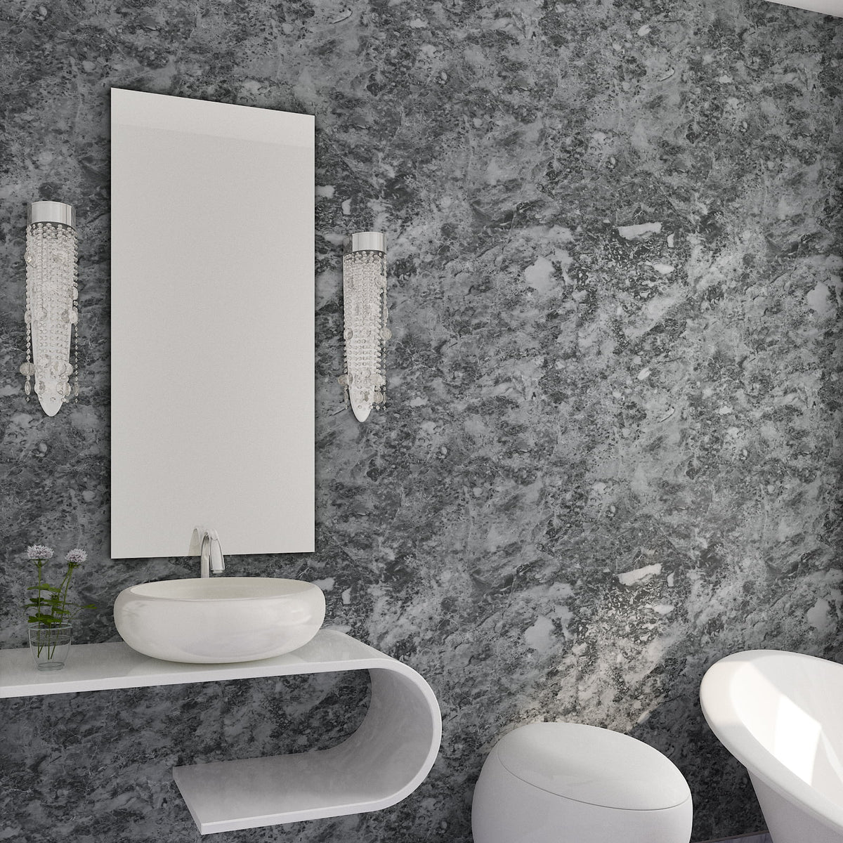 Charcoal Grey Marble Contact Paper Self Adhesive Waterproof Vinyl Wallpaper E39378