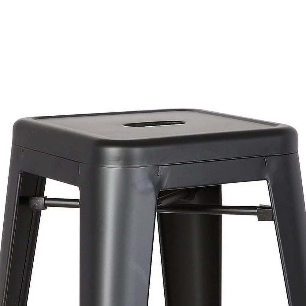 Matte Black 24-inch Metal Barstool Set of 2 H15801
