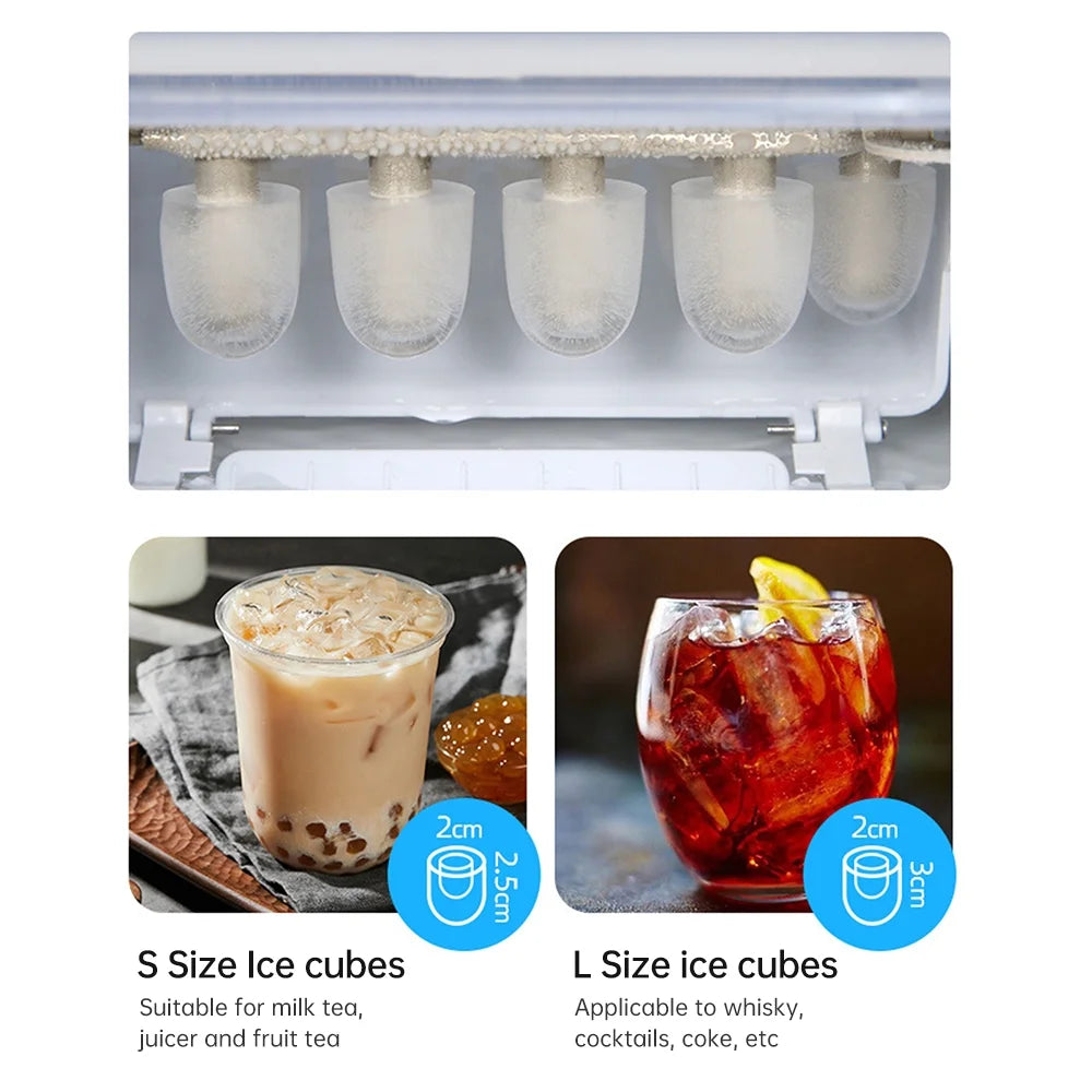 Countertop Ice Maker with Ice Basket, 2 Sizes of Ice T4312