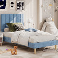 Twin Bed Frame with Upholstered Headboard, Grey T291741