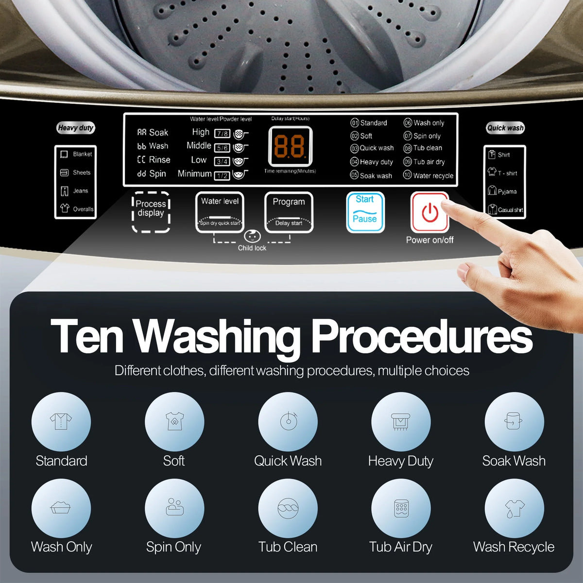 17.7 lbs Full Automatic Portable Washing Machine O8943