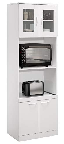White Tall Kitchen Pantry Microwave Storage Cabinet X571589