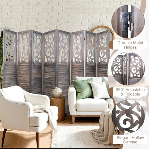 8 Panel Wood Peg Board Room Divider T19910
