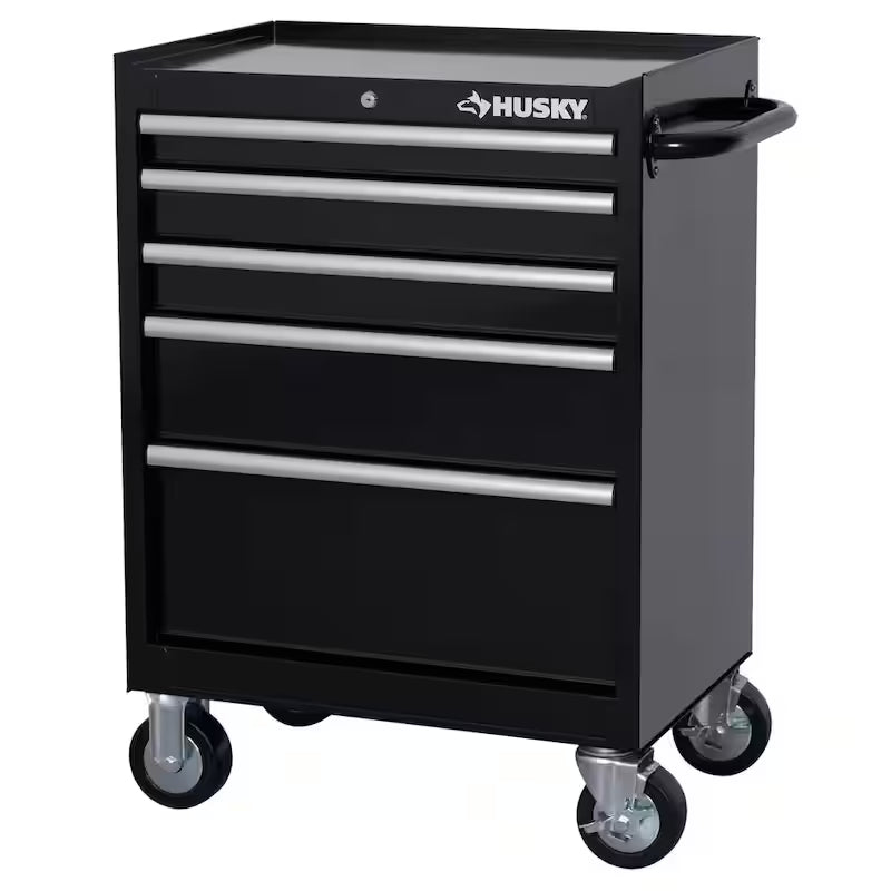27 in. W 5-Drawer Gloss Black Rolling Tool Cabinet P602