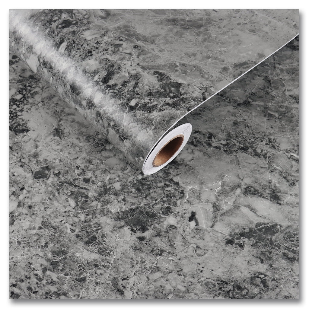 Charcoal Grey Marble Contact Paper Self Adhesive Waterproof Vinyl Wallpaper E39378