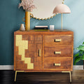 Recycled Mango Wood Cabinet with 1 Door, 3 Drawers Z4473