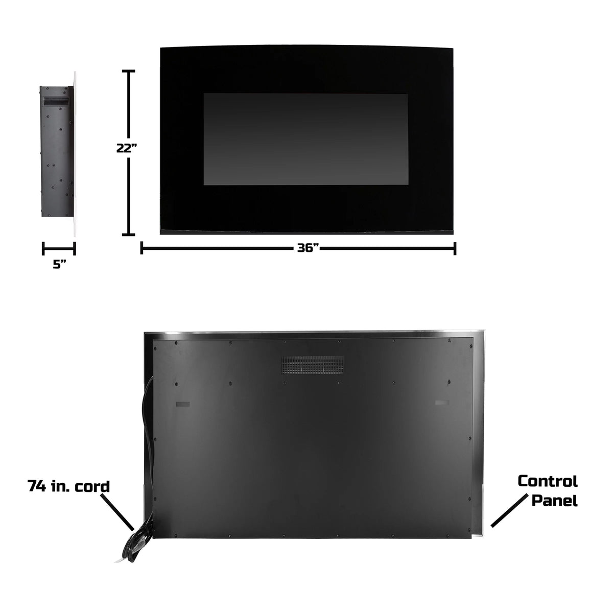 36-inch Wall Mount Curved Electric Fireplace with Remote F414710