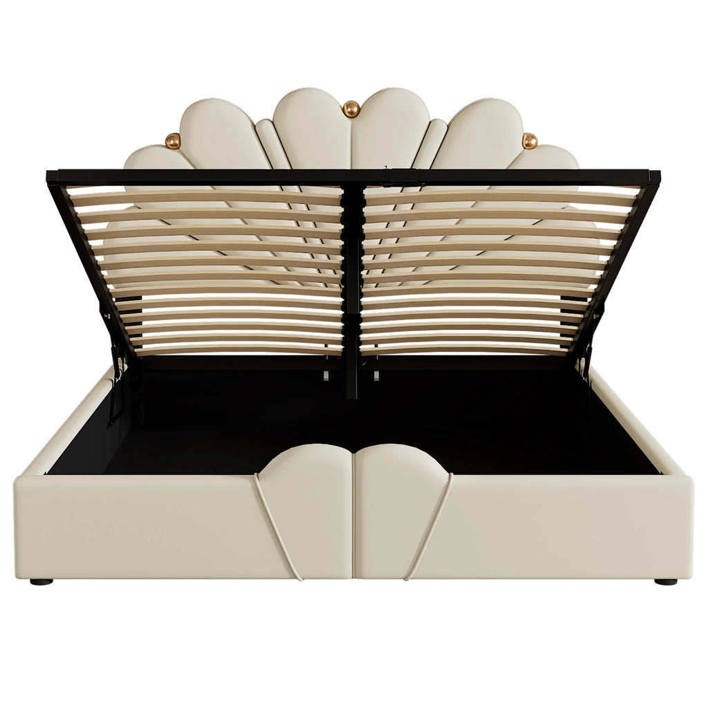 Queen Size Beige Platform Bed N3199