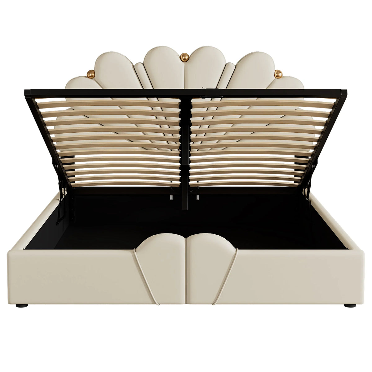 Queen Size Beige Platform Bed N3199