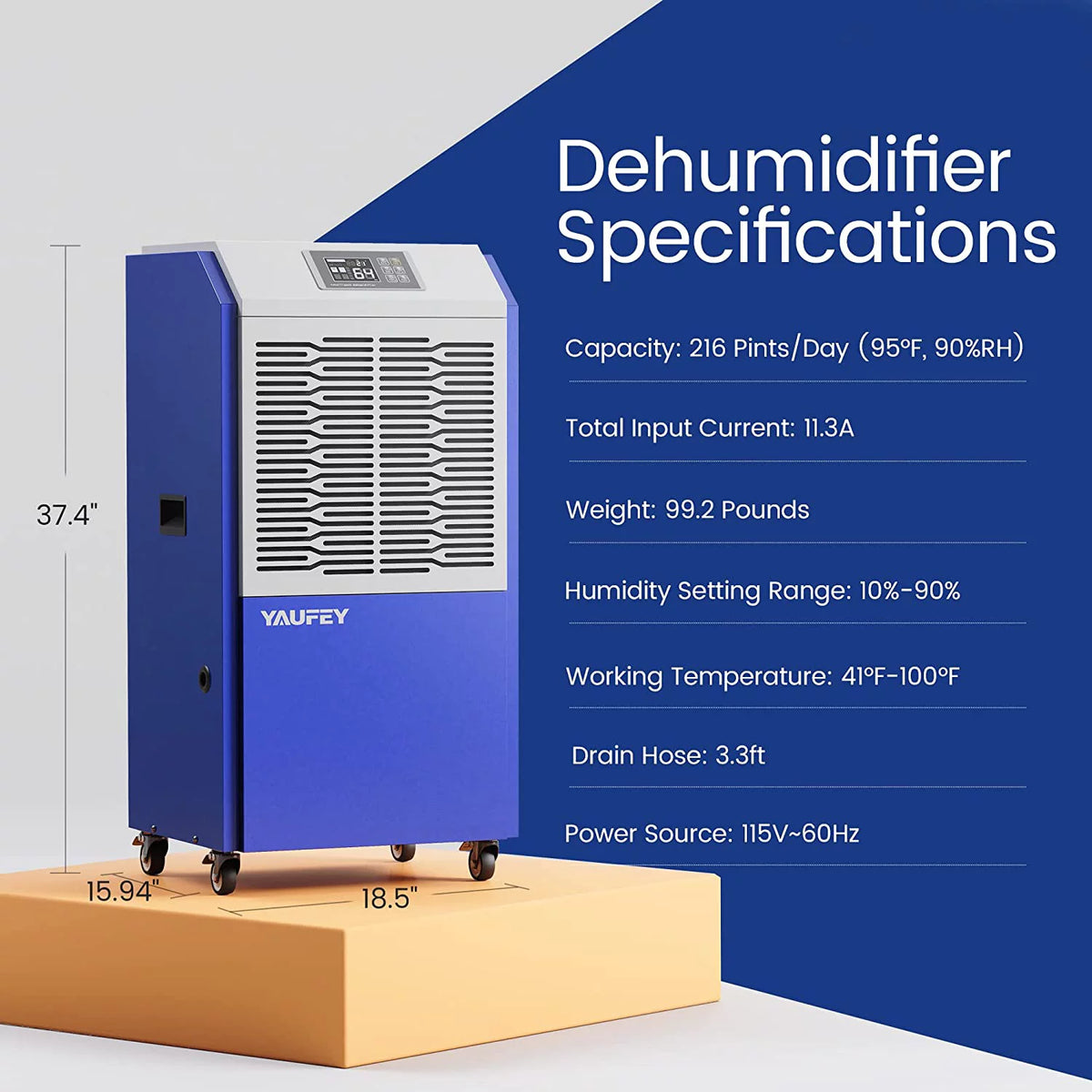 216 Pint Dehumidifier with Drain Hose V2969