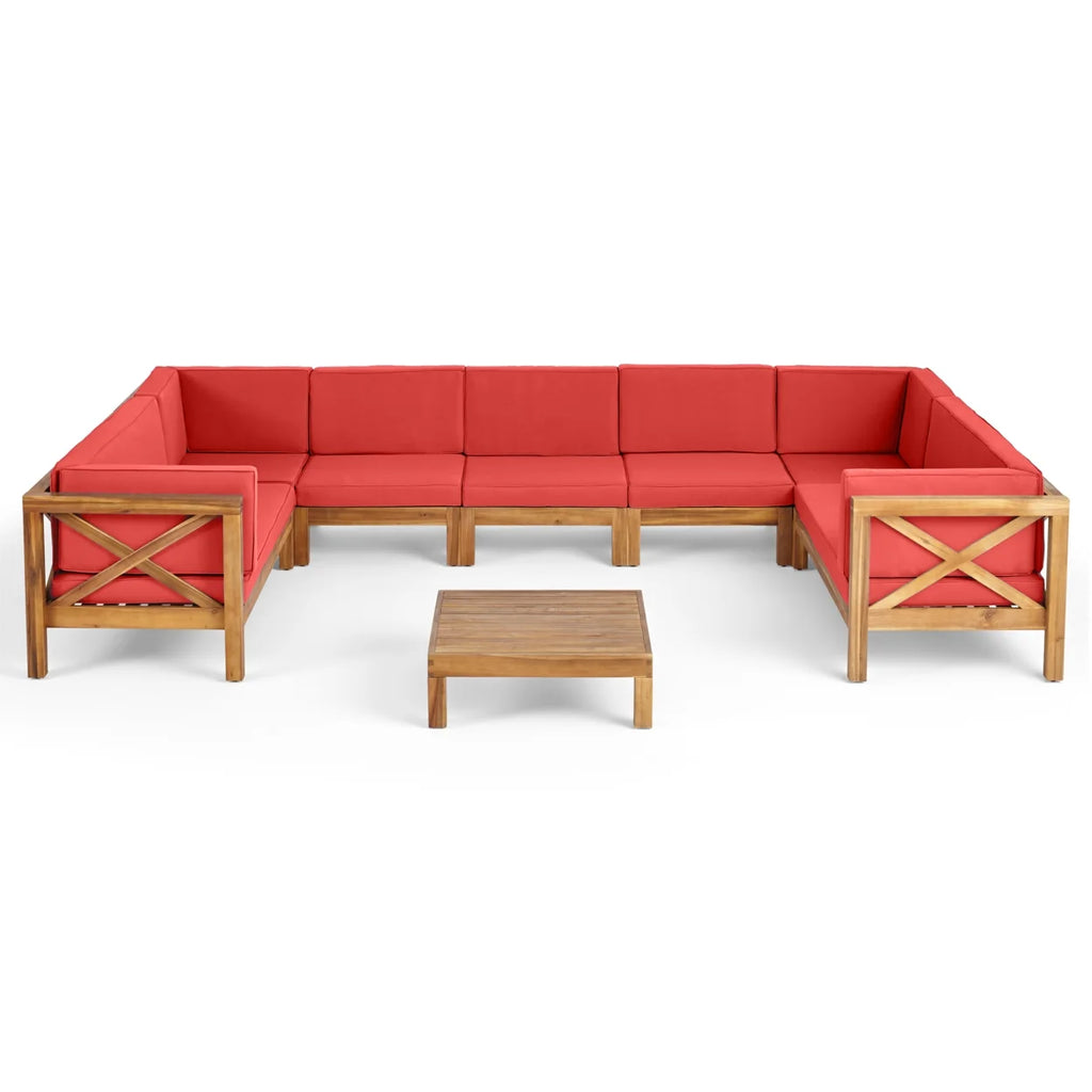 9 Seater Acacia Wood Sectional Sofa Set K354