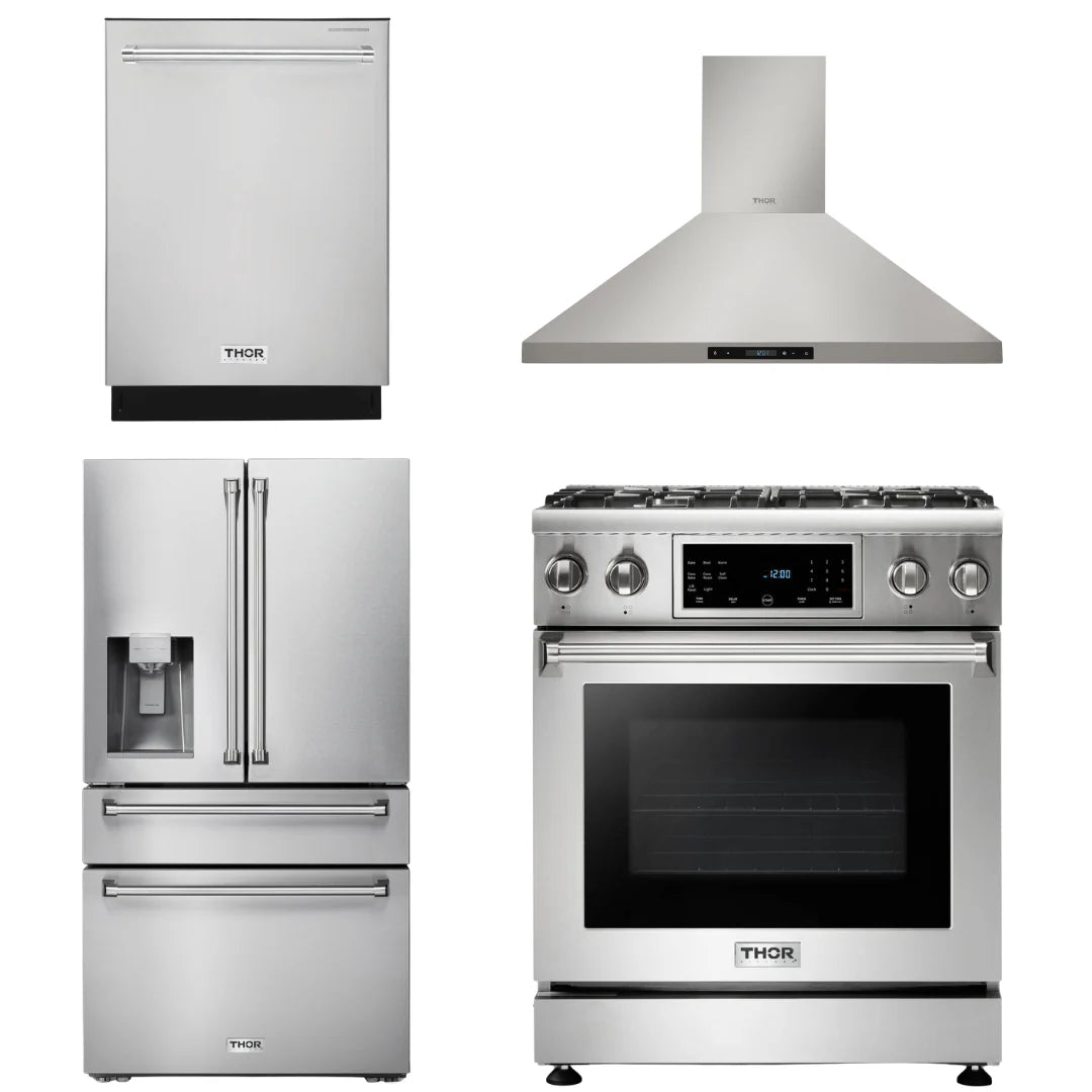 30 In. Propane Gas Range, Range Hood, Refrigerator, Dishwasher Q892