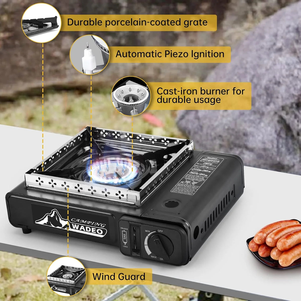 Portable Dual Fuel Camping Stove with Propane Regulator Hose Y95240