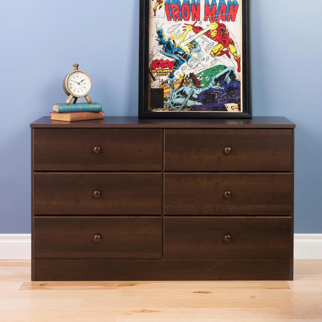 White 6 Drawer Wooden Dresser F4386