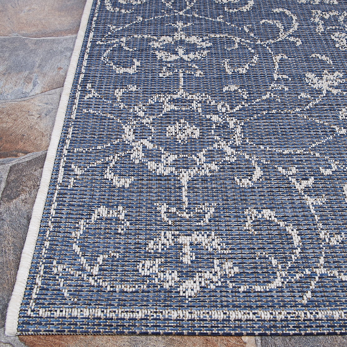 Navy-Ivory Indoor / Outdoor Area Rug E867350