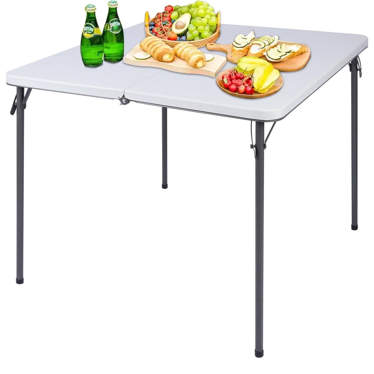 34" White Resin Top Folding Card Table R50926