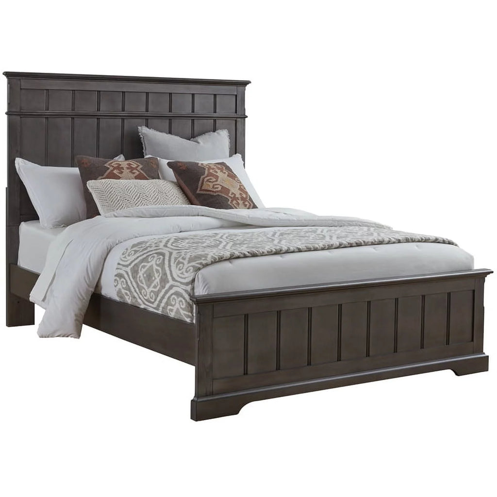 King Wood Bed Light Steel Gray W9443