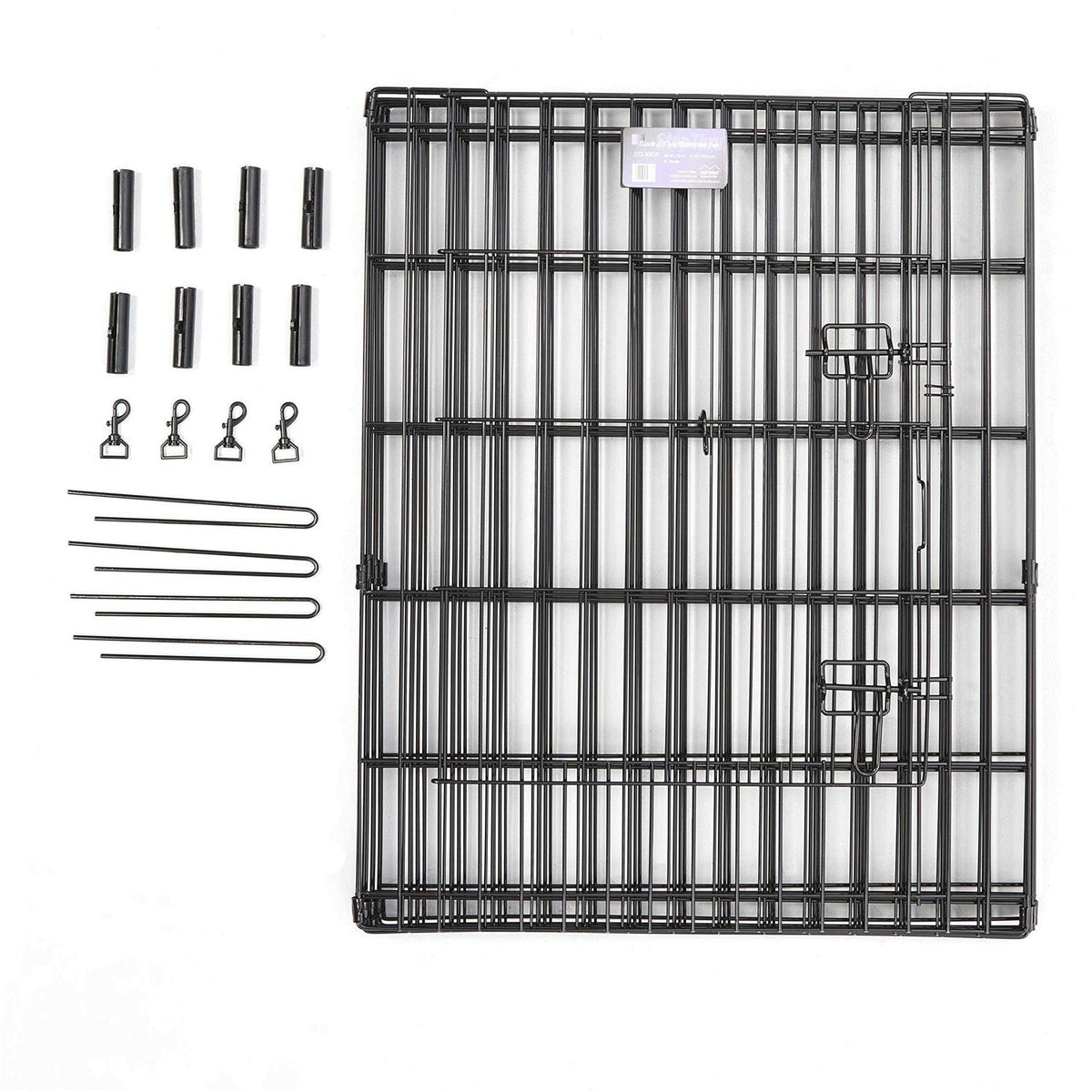 Black 8 Panel Pet Exercise Pen with Walk-Thru Door E3782