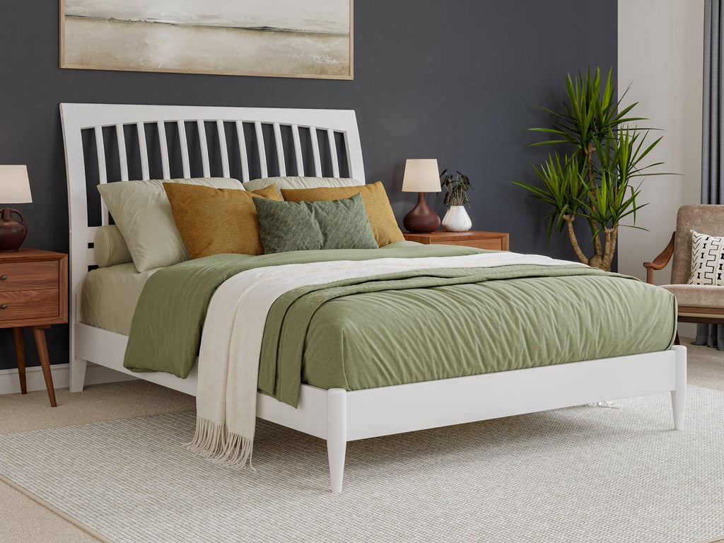 Queen Solid Wood Sleigh Platform Bed F229