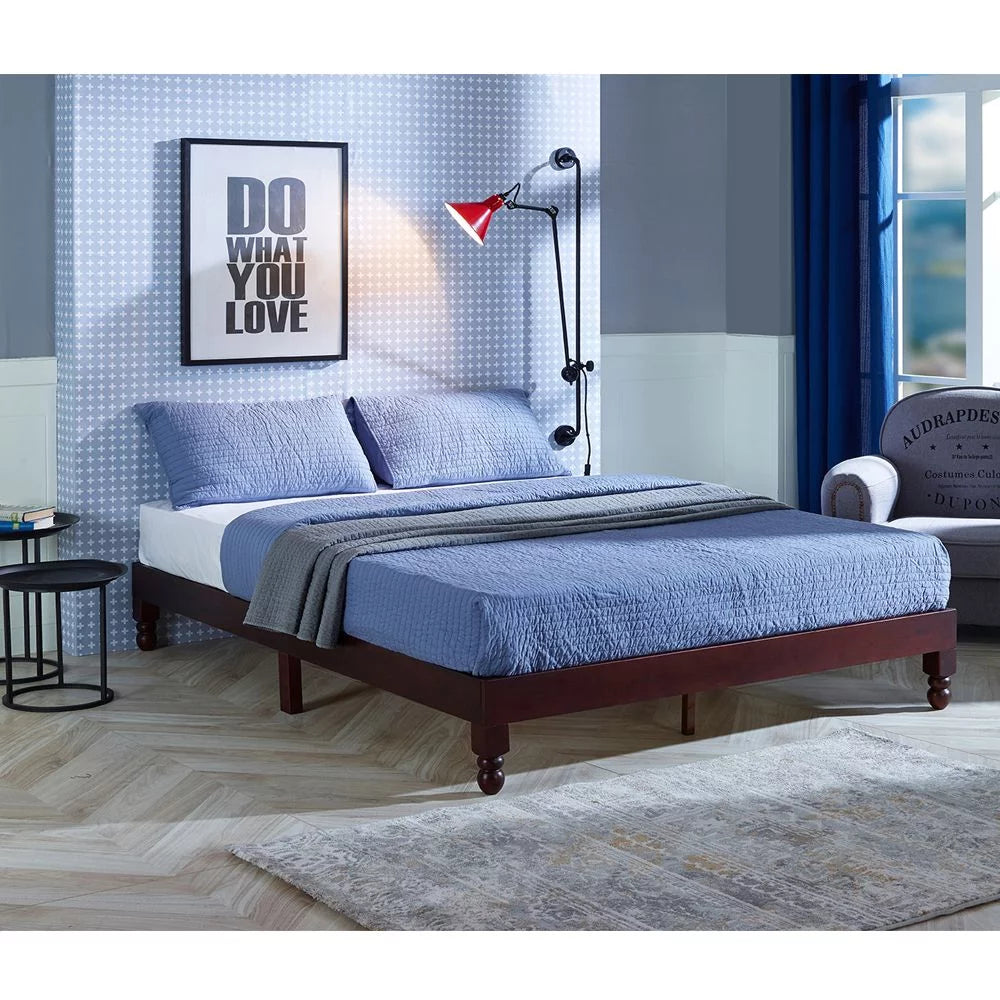 Full Size 12 Inch Solid Wood Platform Bed with Under Bed Storage A40887