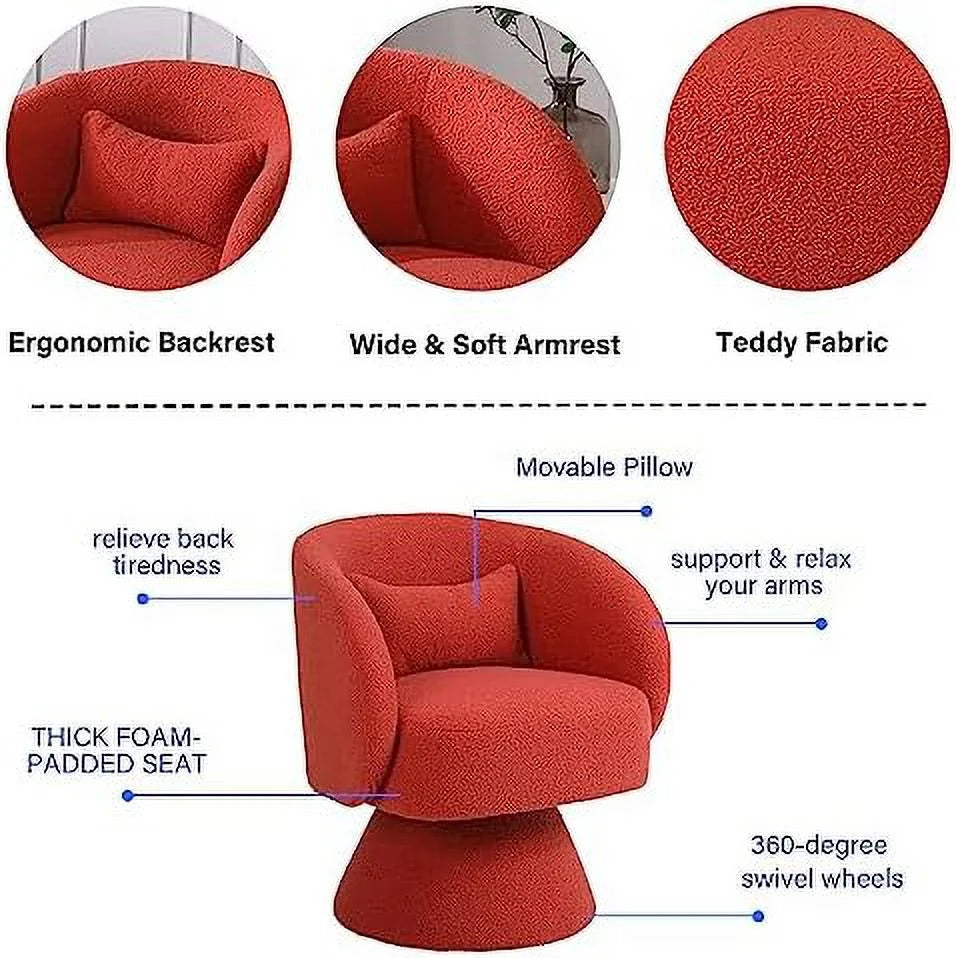 Beige Linen Swivel Barrel Chair Set of 2 W86099
