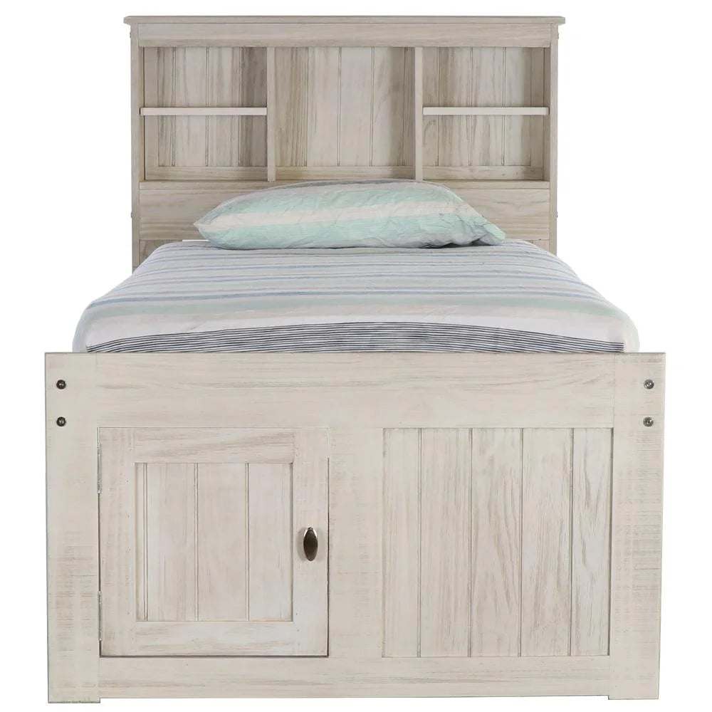 Solid Pine Twin Captains Bookcase Bed with 12 Drawers B4030