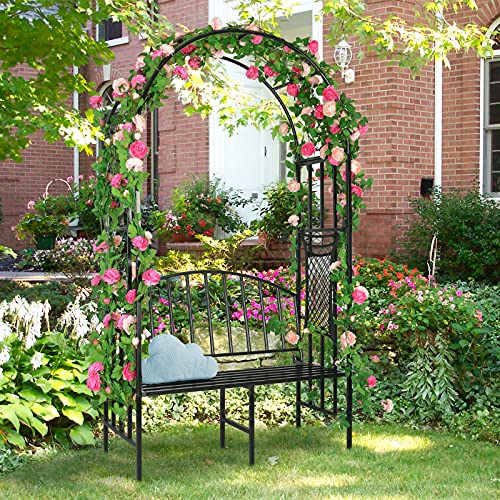 Heavy Duty Metal Garden Arch with Seat Bench S54323
