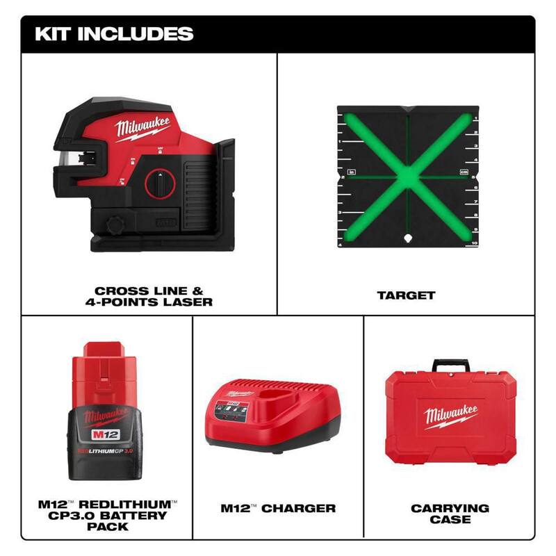 12-Volt Lithium-Ion Cordless Green Cross Line Laser Kit P80625