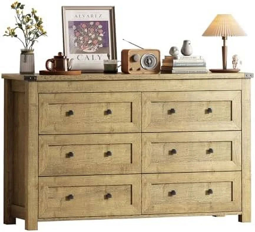 White 6 Drawer Wood Dresser W263