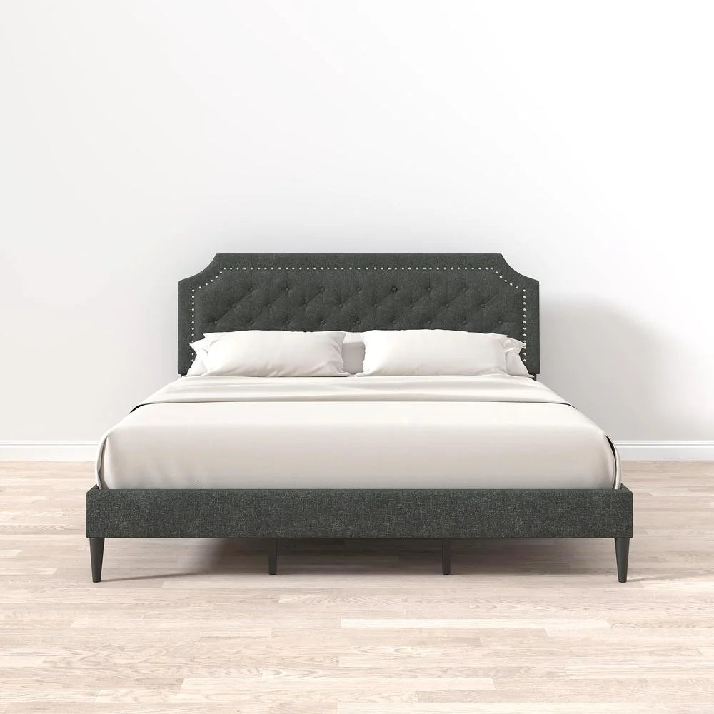 Gray California King Upholstered Platform Bed E148920