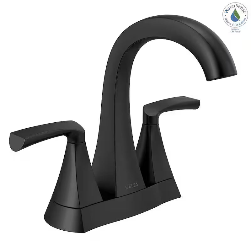 2-Handle Centerset Bathroom Faucet in Matte Black O971