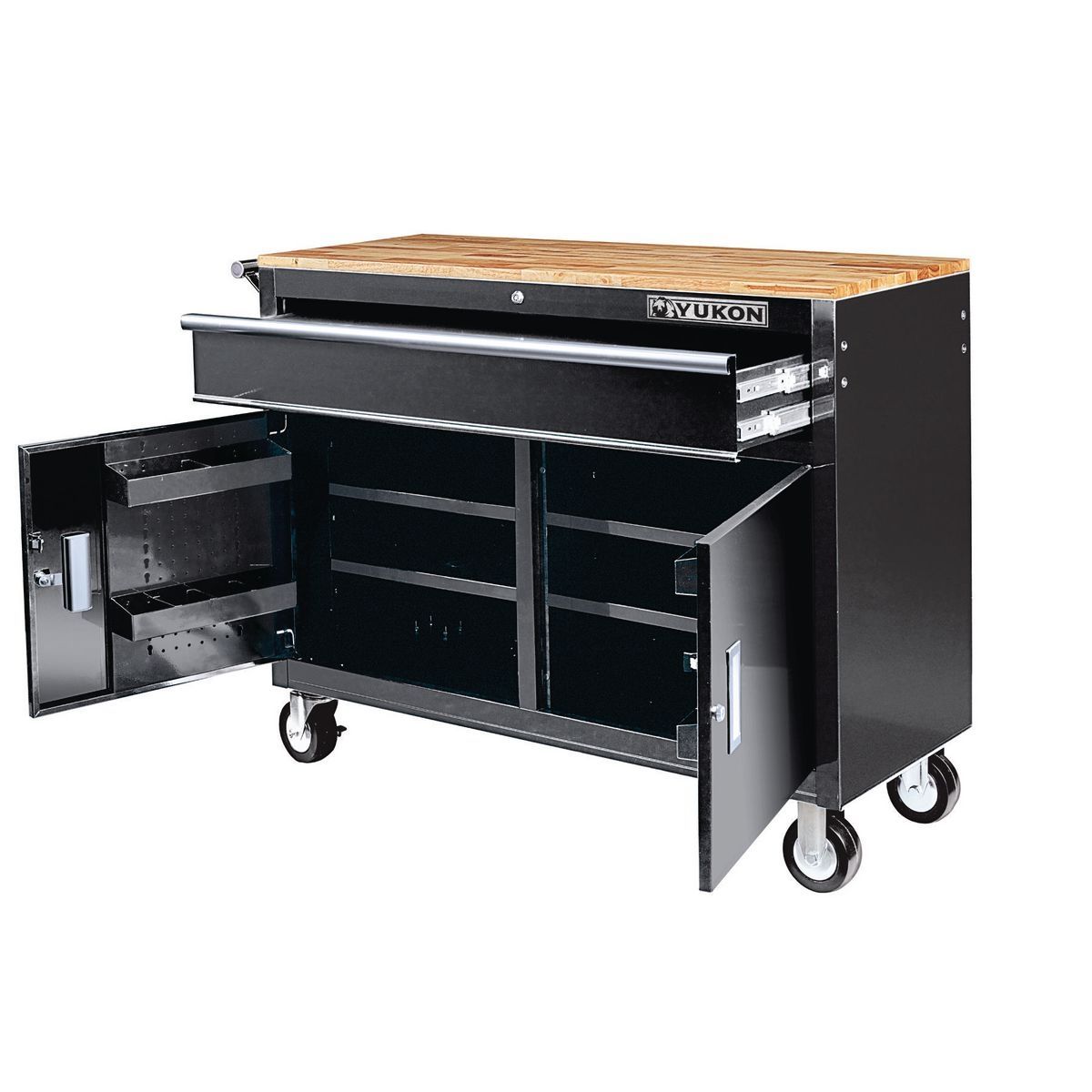 46 in. Mobile Workbench with Solid Wood Top J55266