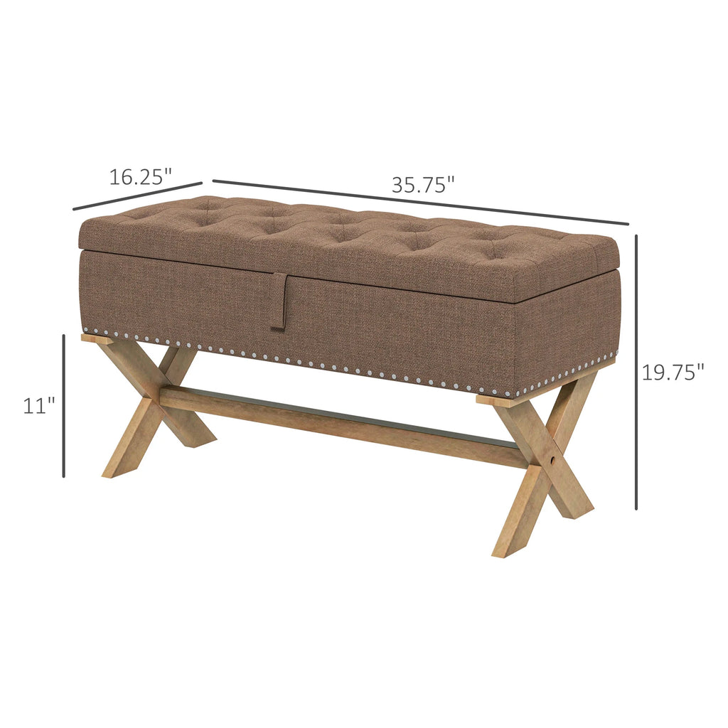 Upholstered Bench with Wood Legs Z17196