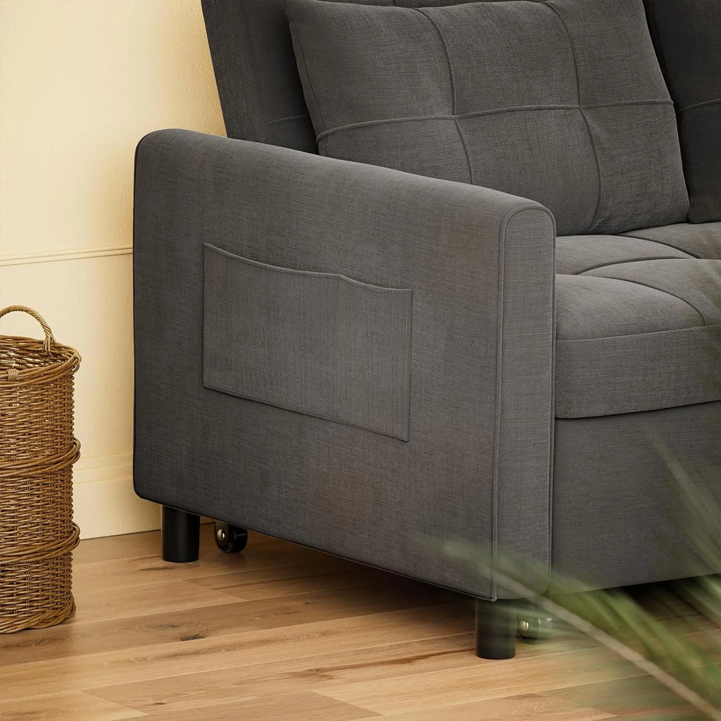 Dark Gray Convertible Sleeper Sofa Bed U6351