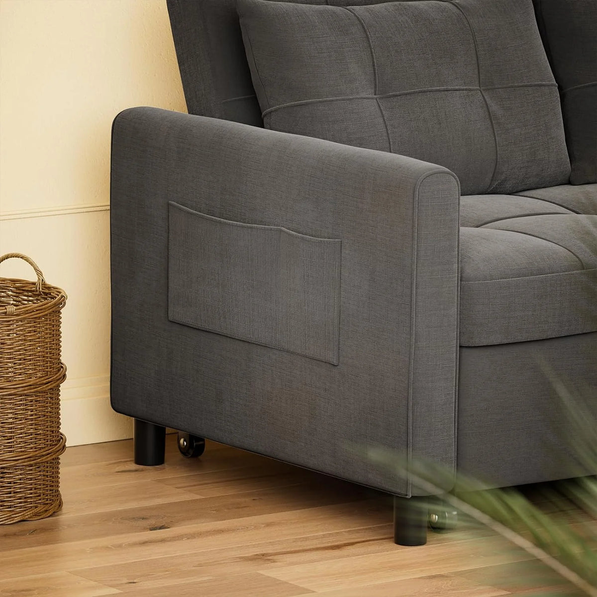 Dark Gray Convertible Sleeper Sofa Bed U6351