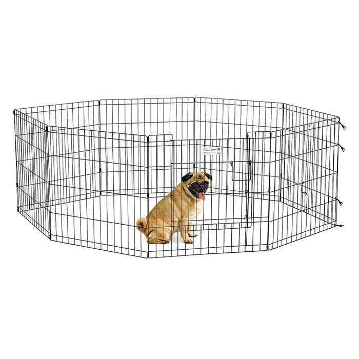 Black 8 Panel Pet Exercise Pen with Walk-Thru Door E3782