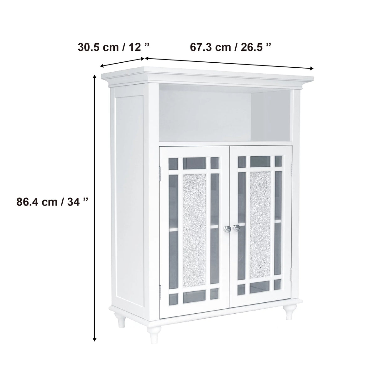 White Wooden Floor Cabinet with Glass Doors N343018