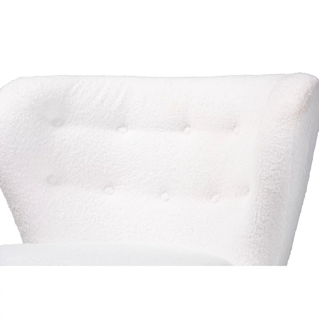 White Boucle Upholstered Wood Accent Chair S88263