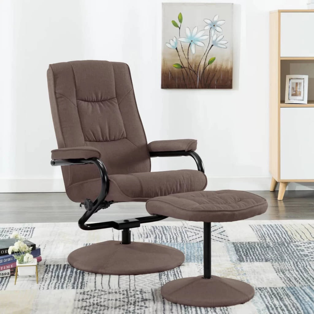 Brown Fabric Swivel Recliner with Ottoman J568045