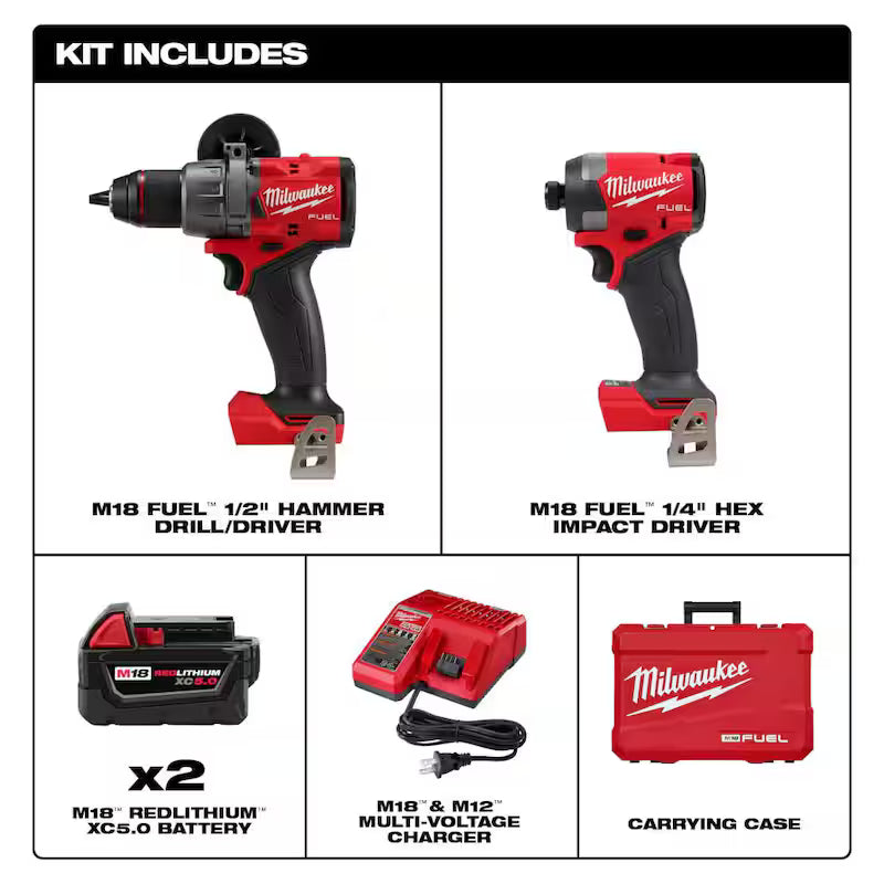 18-V Lithium-Ion Brushless Cordless Hammer Drill and Impact Driver Combo Kit with Reciprocating Saw S194657