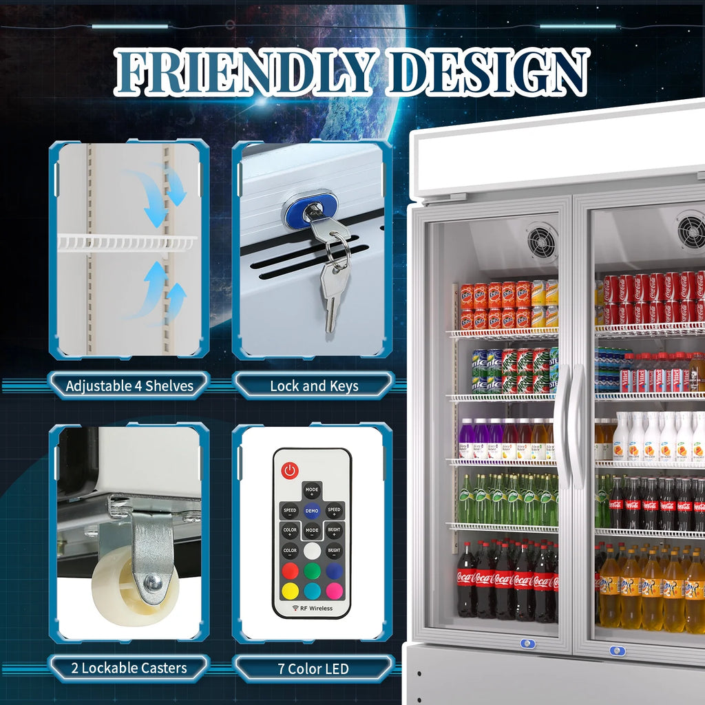38'' Commercial Beverage Display Refrigerator with 2 Glass Doors P62792