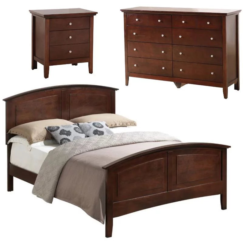 3-Piece Full Bed 8-Drawer Dresser and 3-Drawer Nightstand Set N781