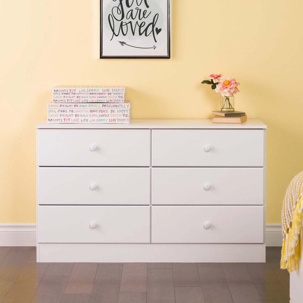 White 6 Drawer Wooden Dresser F4386