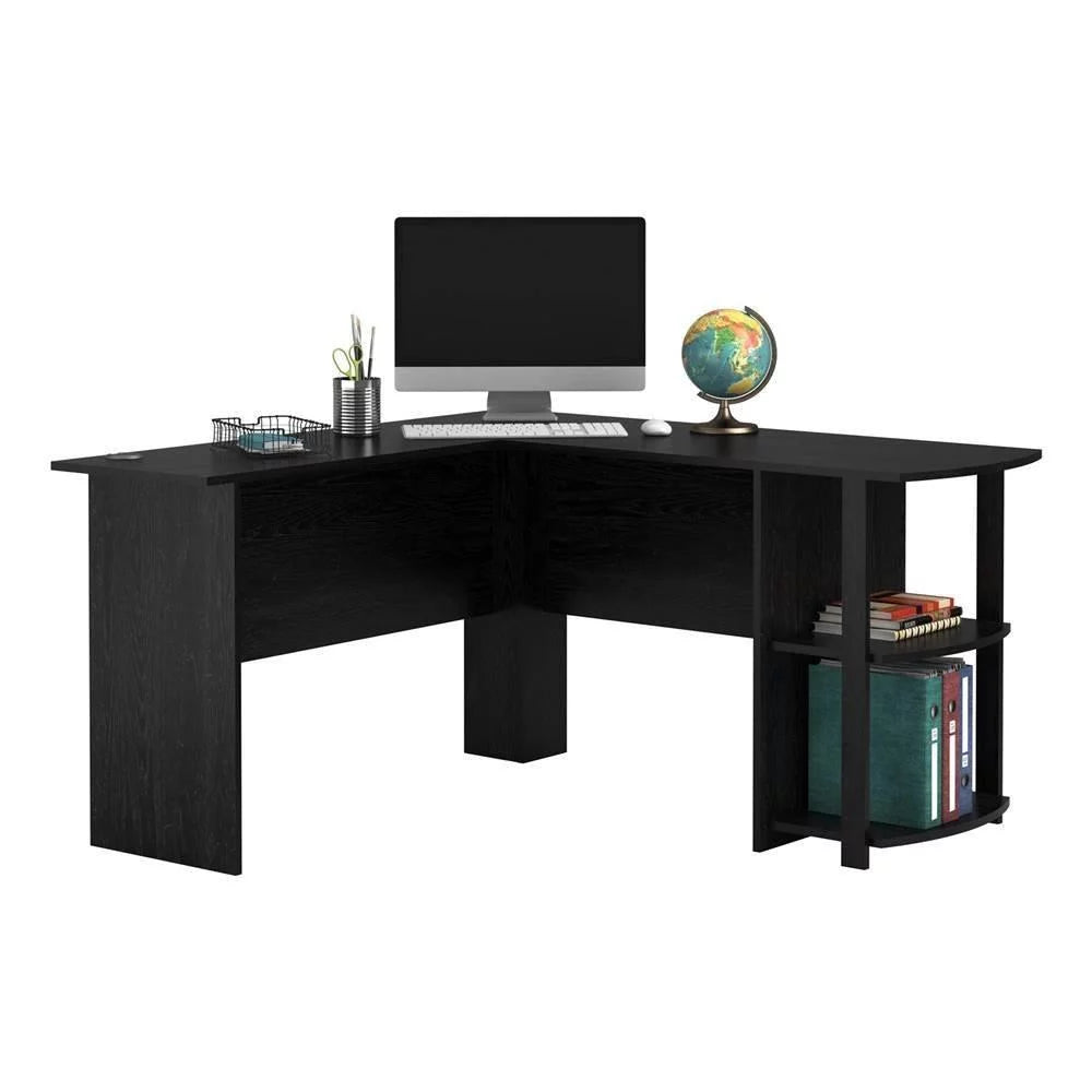 L-Shaped Corner Computer Desk with Bookshelves D512