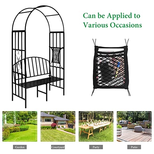 Heavy Duty Metal Garden Arch with Seat Bench S54323