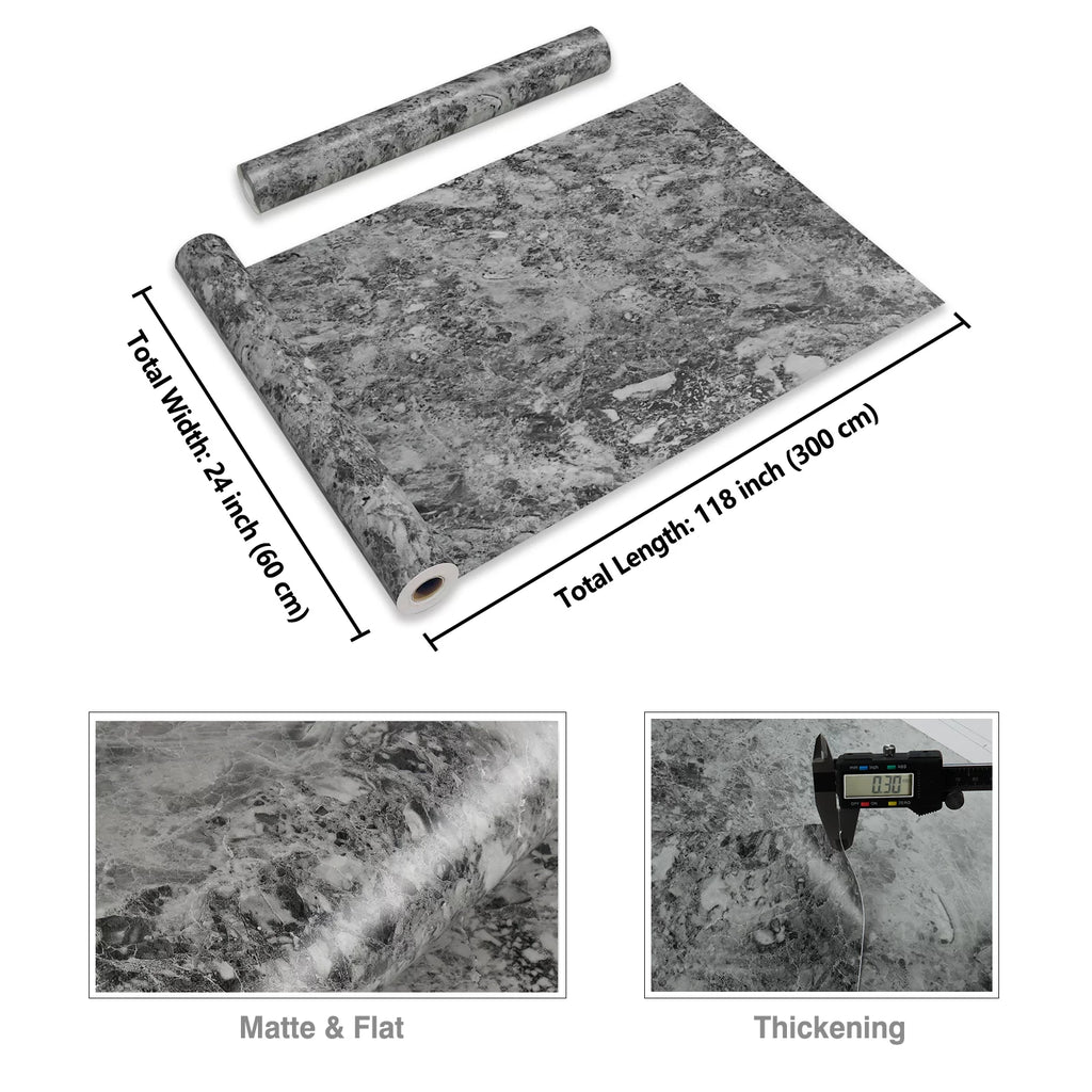 Charcoal Grey Marble Contact Paper Self Adhesive Waterproof Vinyl Wallpaper E39378