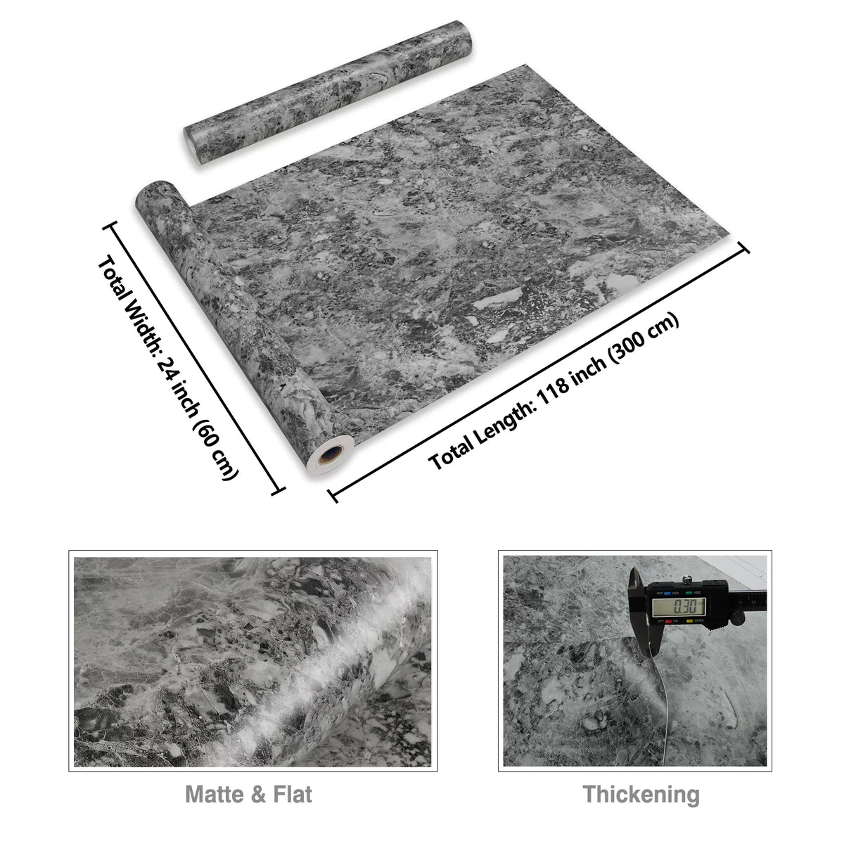 Charcoal Grey Marble Contact Paper Self Adhesive Waterproof Vinyl Wallpaper E39378