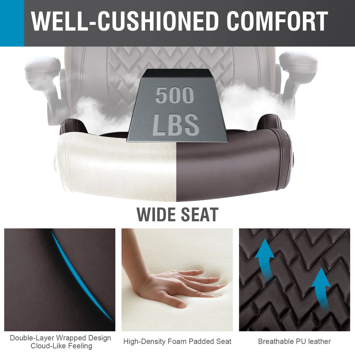 Ergonomic Big and Tall Office Chair Brown Z678