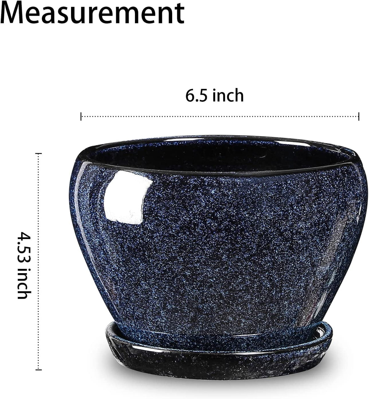 6.5 Inch Ceramic Plant Pot with Drainage Hole and Saucer V8734