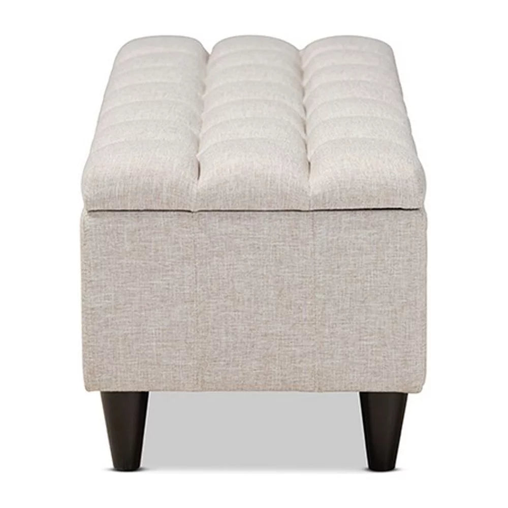 Light Blue Fabric Upholstered Wood Storage Bench Ottoman V160011